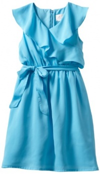 Blush by Us Angels Girls 7-16 Chiffon Ruffle Tie Waist Dress, Aqua, 8