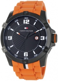 Tommy Hilfiger Men's 1790793 Sport Black Ion-Plating and Orange Watch