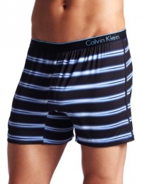 Calvin Klein Men's Ck One Microfiber Fashion Slim Fit Boxer, Gradient Stripe/Soft Aqua, Medium