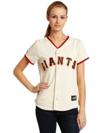 MLB Women's San Francisco Giants Tim Lincecum Ivory Home Short Sleeve 5 Button Synthetic Replica Baseball Jersey by Majestic