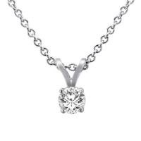 14K White Gold Round Solitaire Diamond Pendant (1/4 ctw, G-H/SI1-I2)