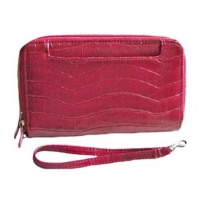 Red RFID Wallet for Women with Wristlet Strap Also Fits Touch Screen & Blackberry Phones