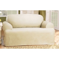 Sure Fit 139727269B_NTRL Duck Solid T-Cushion Chair Slipcover, Natural