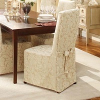 Sure Fit Champagne Scroll Classic Fit Dining Chair Slipcover