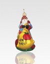 With attitude to match that of New York, this Santa wears glittering garb adorned with a fun and sparkling New York City collage, finely crafted of mouth-blown, hand-painted glass.Glass3.5H X 2.25W X 1.75DImported