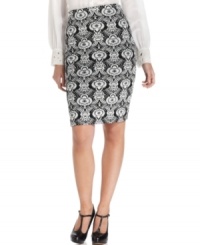 Grace Elements' skirt looks stylish with a metallic woven pattern and sleek fit.