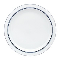 Tasteful and tailored blue banded dinnerware by Dansk. Inspired by the unique Copenhagen neighborhood of Christianshaven. Salad plate is 9 in diameter.