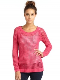 THE LOOKOpen weave designRibbed round neckline Long ribbed cuff sleeves Ribbed hemTHE FITAbout 26 from shoulder to hemTHE MATERIALCottonCARE & ORIGINHand washImportedModel shown is 5'9 (175cm) wearing US size Small. 