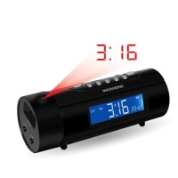 Magnasonic MAG-MM178K AM/FM Projection Clock Radio with Dual Alarm, Auto Time Set/Restore, Motion Activated Snooze, Temperature Display and Battery Backup