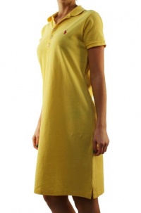 Ralph Lauren Sport Women's Small Pony Mesh Yellow Dress with Polo Collar-Medium