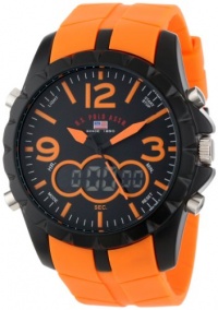 U.S. Polo Assn. Men's US9057 Analog-Digital Black Dial Orange Rubber Strap Watch