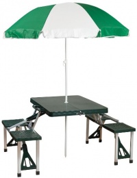 Stansport Picnic Table and Umbrella Combo Pack, Green