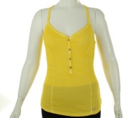 Guess Sleeveless Racer Back Ribbed Shirt Happy Yellow XL