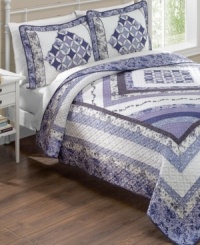 Pairing traditional styling with modern hues, this Madison quilt features intricate geometric quilted details for sumptuous texture and soothing shades of blue with white accents for a truly graceful setting.