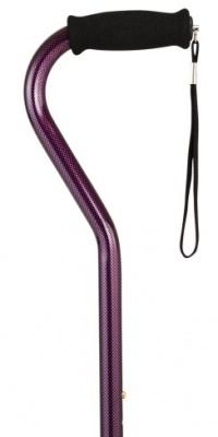 NOVA Cane with Offset Handle and Strap, Purple Checkers