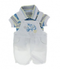 First Impressions, Baby Boy White 2 Piece Shortall Set, 6-9 Months