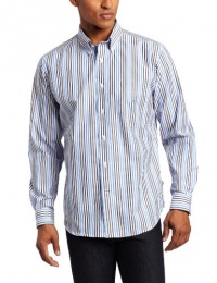 Nautica Men's Poplin Multi Color Bengal Long Sleeve Woven Shirt