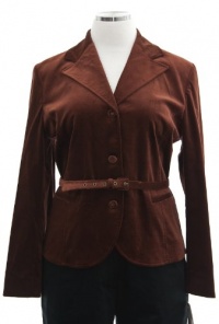 Anne Klein Caramel Brown Velvet Belted Blazer Jacket 14