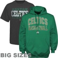 NBA Majestic Boston Celtics In UR Face Pullover Big Sizes Hoodie And T-Shirt Combo - Kelly Green/Charcoal