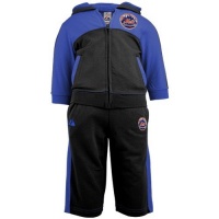 MLB Majestic New York Mets Infant Black/Royal Blue French Terry Hooded Jog Set