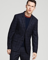 Rendered in season-spanning wool for a versatile look you can wear year-round, this dapper check plaid sport coat pairs very well with jeans and pants, in addition to the matching Eduard Trousers.