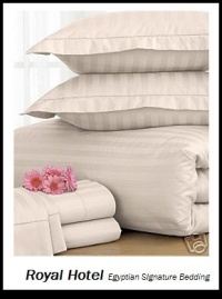 Royal Hotel's Stripe Ivory 800 Thread Count 4pc Queen Bed Sheet Set 100% Egyptian Cotton, Sateen Stripe, Deep Pocket