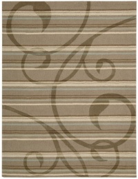 Nourison Elements Mocca Stripe 5.6-Feet by 7.5-Feet 100% Wool Area Rug