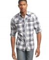 Play up pattern with this modern casual shirt from Marc Ecko Cut & Sew.