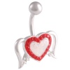 14 Gauge (1.6mm), 3/8Inch (10mm) [ Wing Heart ] [ Light Siam ] Ferido cute new belly rings navel bar piercing Swarovski crystal long surgical steel unique button earrings AWHL - Pierced Jewellery Body Piercing Jewelry