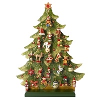 Celebrate the Advent season with this unique Advent Tree Calendar. The detailed porcelain Christmas tree comes with an assortment of whimsical ornaments to hang each day leading up to Christmas. A decorative sleigh shaped storage box holds each ornament in an individual drawer. An heirloom piece destined to become a family tradition in your home.