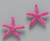 Adorable Sparkling Pink Crystal Starfish Stud Earrings Silver with Rhodium Plating