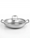 A kitchen favorite! The perfect everyday companion, this durable covered pan locks nutrients, moisture and flavor into incredibly well-cooked dishes. An aluminum encapsulated impact-bonded base provides quick and even heating to the durable stainless steel body of this versatile piece. Lifetime limited warranty. (Clearance)