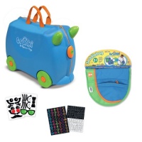 Melissa and Doug Terrence Blue Trunki Ride On Luggage with Matching SaddleBag and Sticker Sets