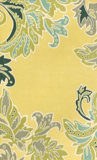 Liora Manne Ravella Ornamental Leaf Border Rug, 42-Inch by 66-Inch, Yellow