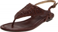 FRYE Women's Madison Woven Thong Sandal,Dark Brown,6.5 M US