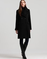 Relaxed haberdashery tailoring defines this Calvin Klein boyfriend coat, rendered in warm wool to keep you cozy all season long.