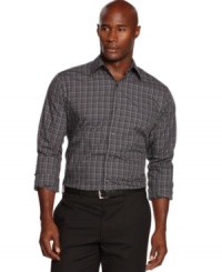 Square up for a good day in this handsome checkered shirt from Calvin Klein.