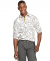 Who said button ups have to be boring? With this stylish Bar III printed dress shirt you'll be the talk of the party.