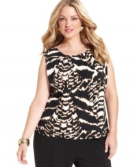 Calvin Klein's bold take on animal print dresses up this plus size shell. Pair it with suit separates for a ready-made work look.