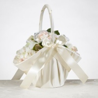 Large Satin Basket Ivory