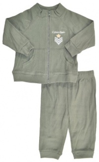 Calvin Klein Newborn Boys Green Thermal 2Pc Pant Set (0/3M)