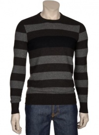 Vince Mens Cashmere Crew Neck Sweater XX-Large XXL Euro 56 Brown Black Gray Stripes Crewneck