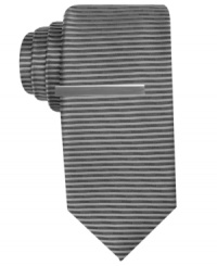 Add a bit of horizontal pattern to your work-ready ensemble with this micro-striped tie by Alfani RED.