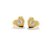 Alex Woo Mini Additions Diamond and 14k Yellow Gold Heart Earrings