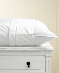 Ward off dust mites, germs and other pesky intruders with Martha Stewart Collection's tough-as-nails pillow protector. Rest easy with ultra-breathable 330 thread count cotton cover that blocks microscopic particles for a peaceful night's sleep.