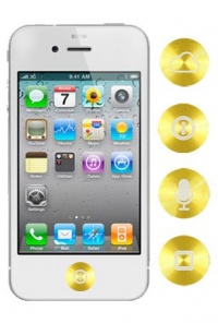 HHI Aluminum Home Button Kit for iPhone 3G/3GS, iPhone 4/4S and iPhone 5 (4pcs Designs) - Gold (Package include a HandHelditems Sketch Stylus Pen)