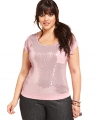 Sparkle on in American Rag's plus size sequin top, featuring a great fit and plenty of shine on casual days!