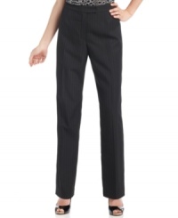 Chic pinstripes elevate classically-cut trousers from Kasper for a unique yet totally polished look.