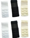 6 Pack: Bra Extender (2 Nude, 2 Black, 2 White) With Elastic