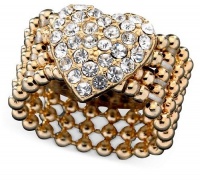 GUESS Gold-Tone Crystal Accent Heart Stretch Ring